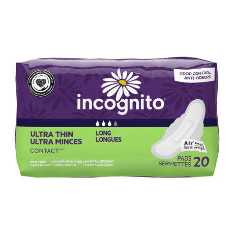 Incognito Ultra Thin Long Pads with Odor Control, Unscented - MC-112/1-Pack - LL Medico