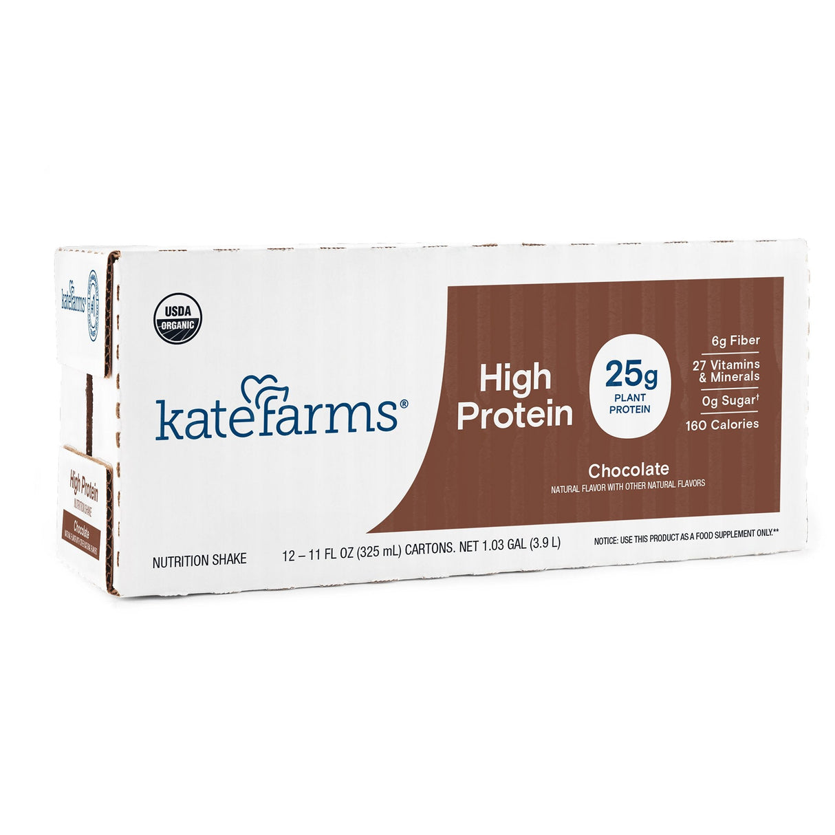 Kate Farms High Protein Nutrition Shake, Chocolate, Case/12 - 811112031482-Case - LL Medico