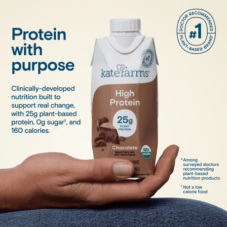 Kate Farms High Protein Nutrition Shake, Chocolate, Case/12 - 811112031482-Case - LL Medico