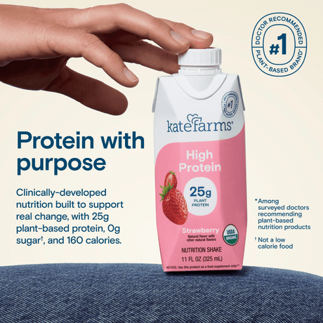 Kate Farms High Protein Nutrition Shake, Strawberry, Case/12 - 811112031420-Case - LL Medico