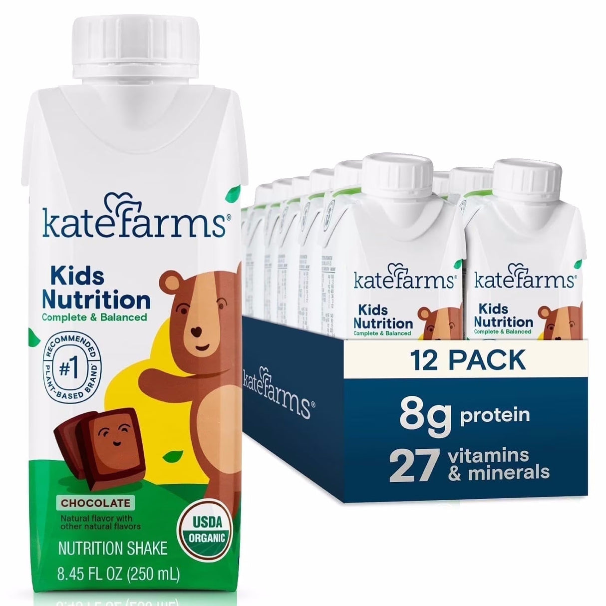 Kate Farms Kid's Nutrition Shake, Chocolate, Case/12 - 811112031222-Case - LL Medico