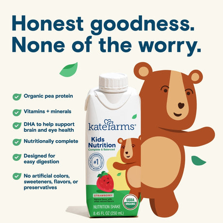 Kate Farms Kid's Nutrition Shake, Strawberry, Case/12 - 811112031246-Case - LL Medico