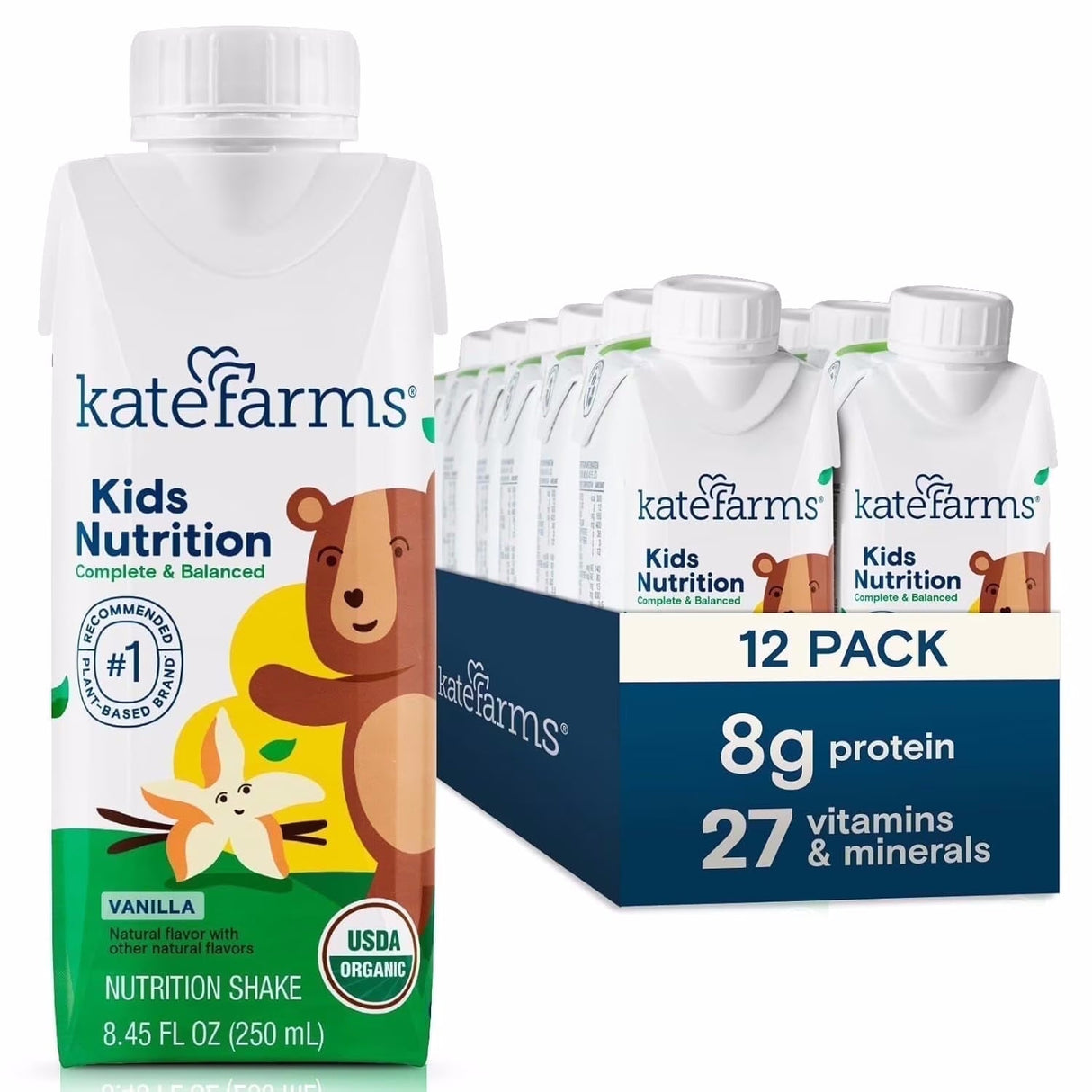 Kate Farms Kid's Nutrition Shake, Vanilla, Case/12 - 811112031208-Case - LL Medico