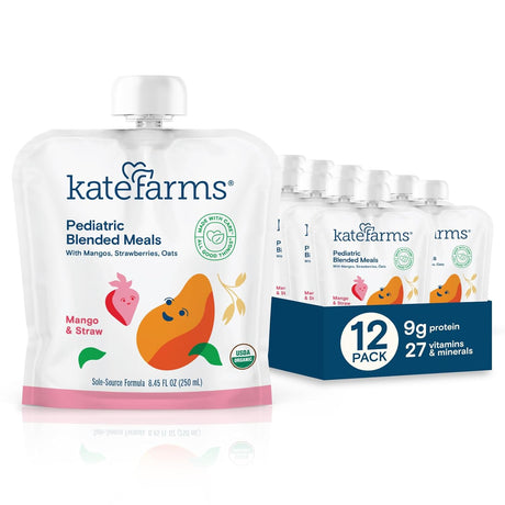 Kate Farms Pediatric Blended Meals, Mango & Strawberry, CS/12 - 811112030751-Case - LL Medico
