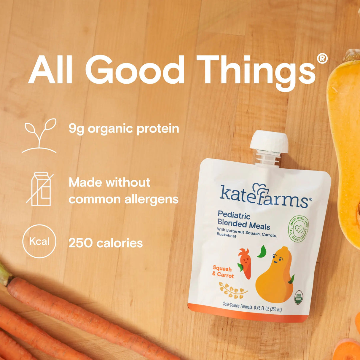 Kate Farms Pediatric Blended Meals, Squash & Carrot, CS/12 - 811112030119-Case - LL Medico