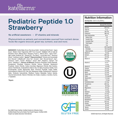 Kate Farms Pediatric Peptide Formula 1.0, Strawberry - 811112031321-Case - LL Medico