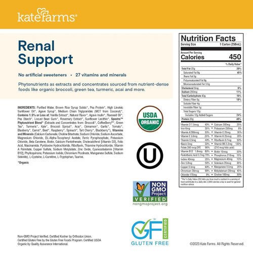 Kate Farms Renal Support 1.8, Vanilla, CS/12 - 811112030652-Case - LL Medico