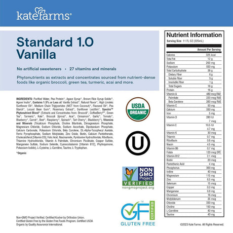 Kate Farms Standard Formula 1.0, Vanilla - 851823006683-Single - LL Medico