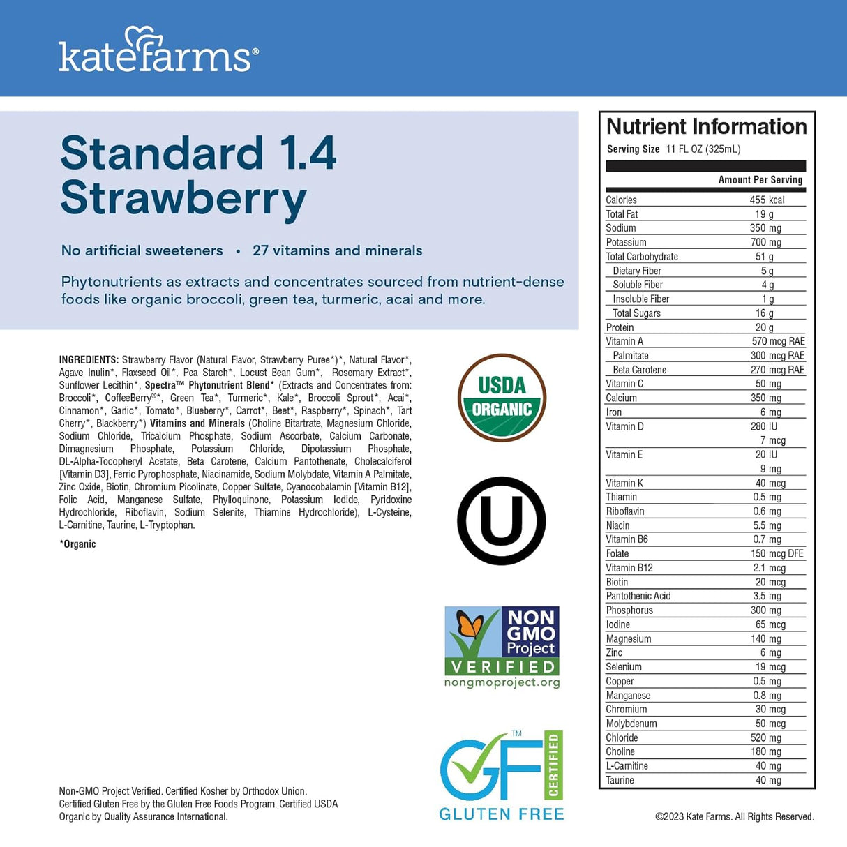 Kate Farms Standard Formula 1.4, Strawberry, CS/12 - 811112030812-Case - LL Medico