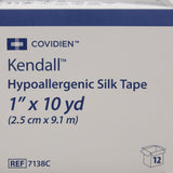 Kendall Hypoallergenic Silk-Like Cloth Medical Tape, 1 Inch x 10 Yard, White
