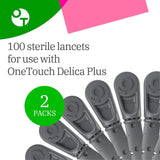 LifeScan OneTouch Delica Plus Lancets, 30 Gauge, 100 Count - 02401103-Box - LL Medico