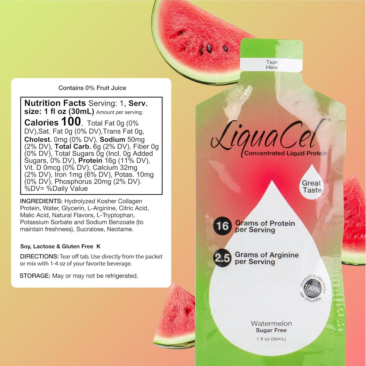 LiquaCel Concentrated Liquid Protein, Watermelon Flavor, 1 oz - GH-97-Pack - LL Medico