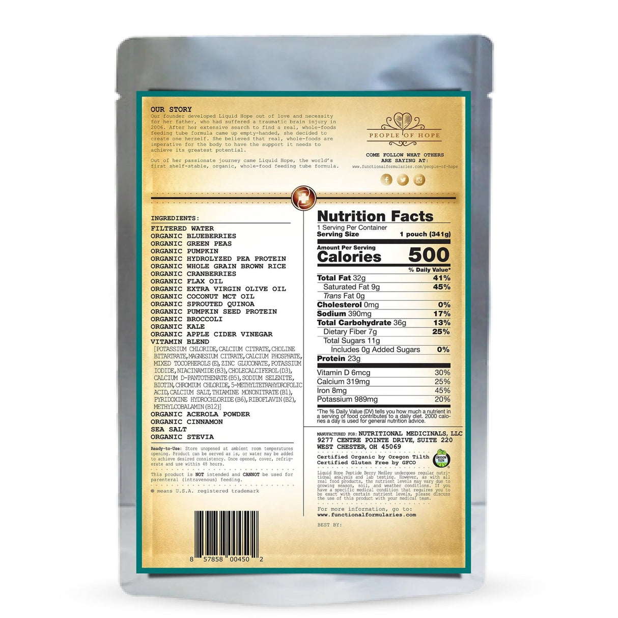 Liquid Hope Peptide Adult Formula, Berry Medley - LHPBWS124-Each - LL Medico