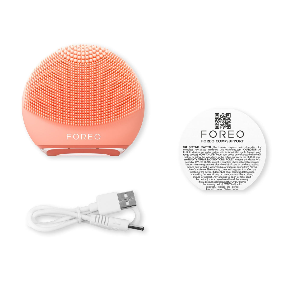 LUNA 4 go Portable Facial Cleansing Device, Peach - F1344-Single - LL Medico