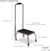 Mabis Step Stool with Handrail, Chrome Plated Steel Frame, 9.5" Step Height - 539-1902-0099-Single - LL Medico