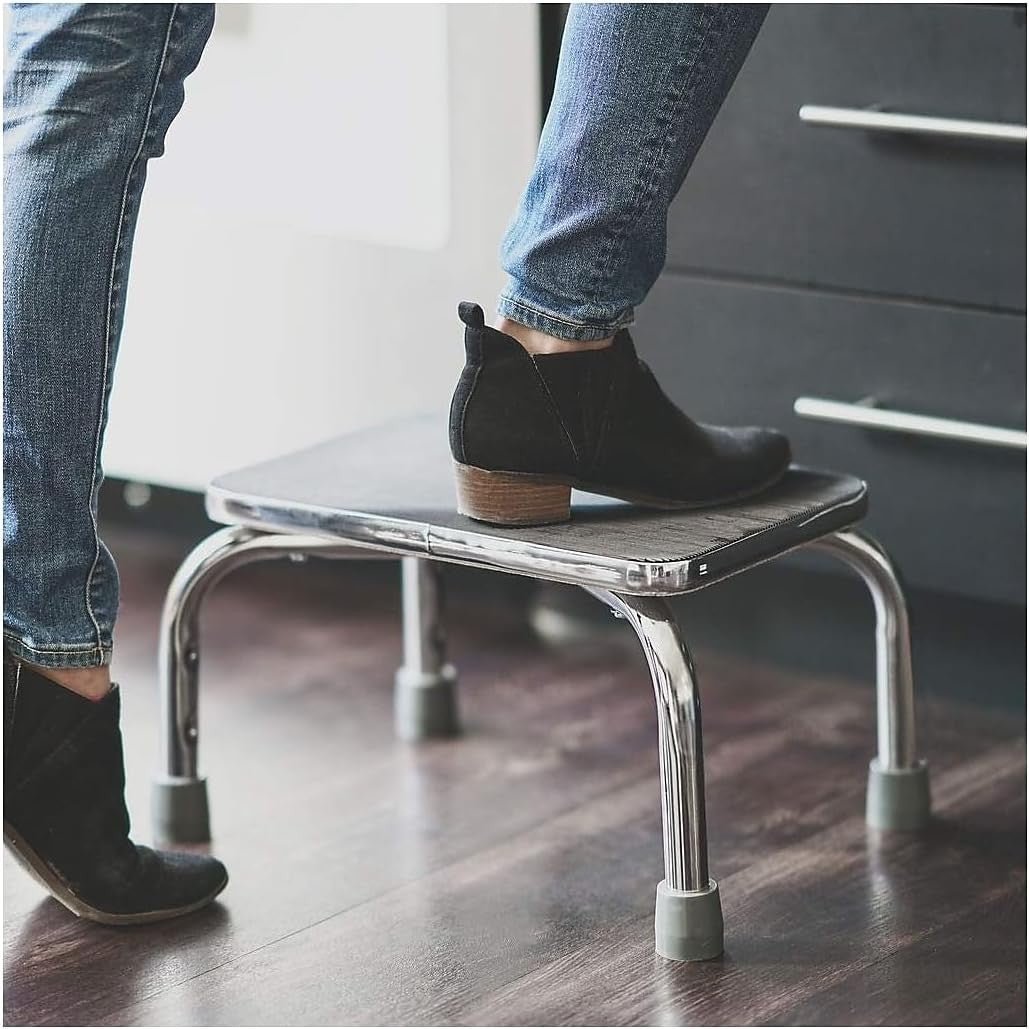 Mabis Step Stool with Handrail, Chrome Plated Steel Frame, 9.5" Step Height - 539-1902-0099-Single - LL Medico