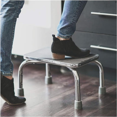 Mabis Step Stool with Handrail, Chrome Plated Steel Frame, 9.5" Step Height - 539-1902-0099-Single - LL Medico