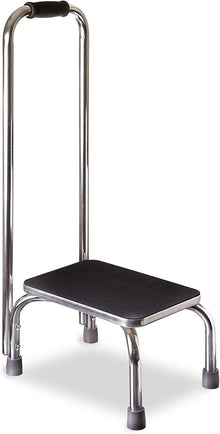 Mabis Step Stool with Handrail, Chrome Plated Steel Frame, 9.5" Step Height - 539-1902-0099-Single - LL Medico