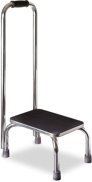 Mabis Step Stool with Handrail, Chrome Plated Steel Frame, 9.5" Step Height - 539-1902-0099-Single - LL Medico