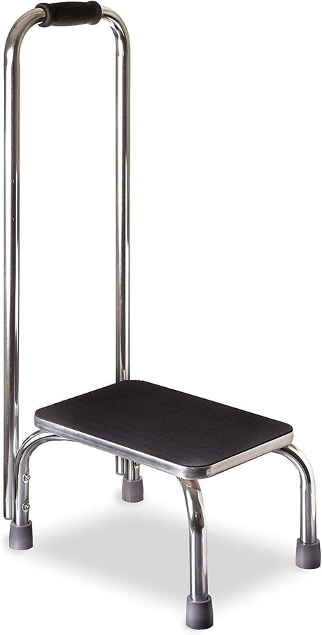 Mabis Step Stool with Handrail, Chrome Plated Steel Frame, 9.5" Step Height - 539-1902-0099-Single - LL Medico