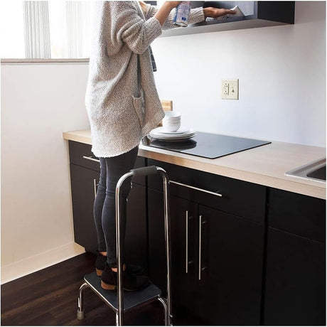 Mabis Step Stool with Handrail, Chrome Plated Steel Frame, 9.5" Step Height - 539-1902-0099-Single - LL Medico