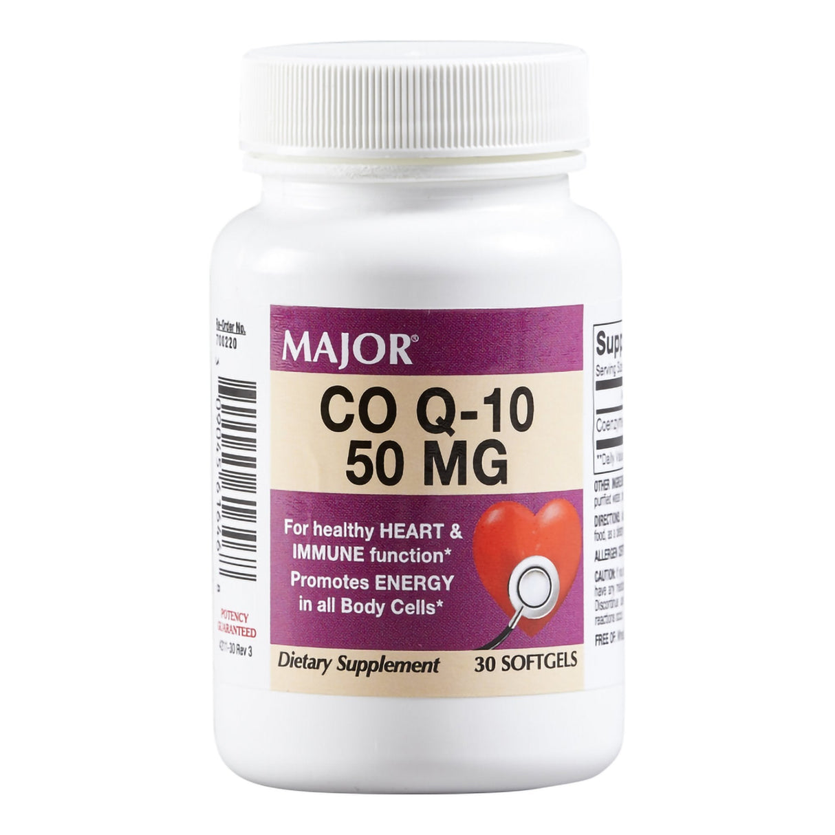 Major Coenzyme Q - 10 (CoQ10) Dietary Supplement, 50 mg - 00904561646 - LL Medico