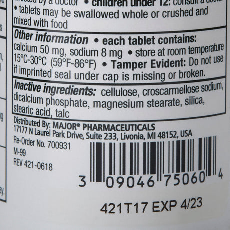 Major Docusate Sodium Stool Softener, 100 mg, Tablet - 00904675060-Bottle - LL Medico