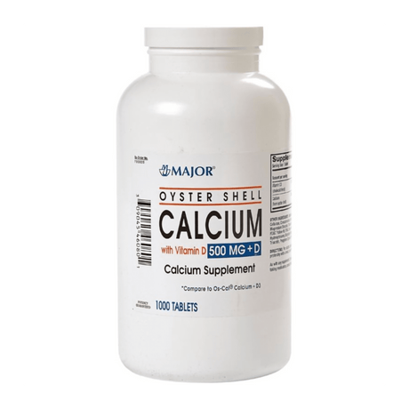 Major Joint Health Oyster Shell Calcium with Vitamin D Supplement, 500 mg - 00904546092 - LL Medico