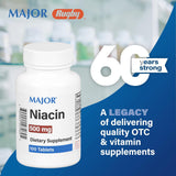 Major Niacin (B3) Dietary Supplement, 500 mg - 00904227260 - LL Medico