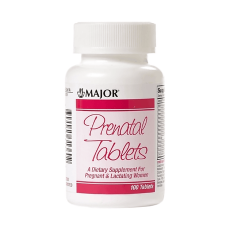 Major Prenatal Vitamin Supplement with Iron and Folic Acid, 100 tablets - 00904531360 - LL Medico