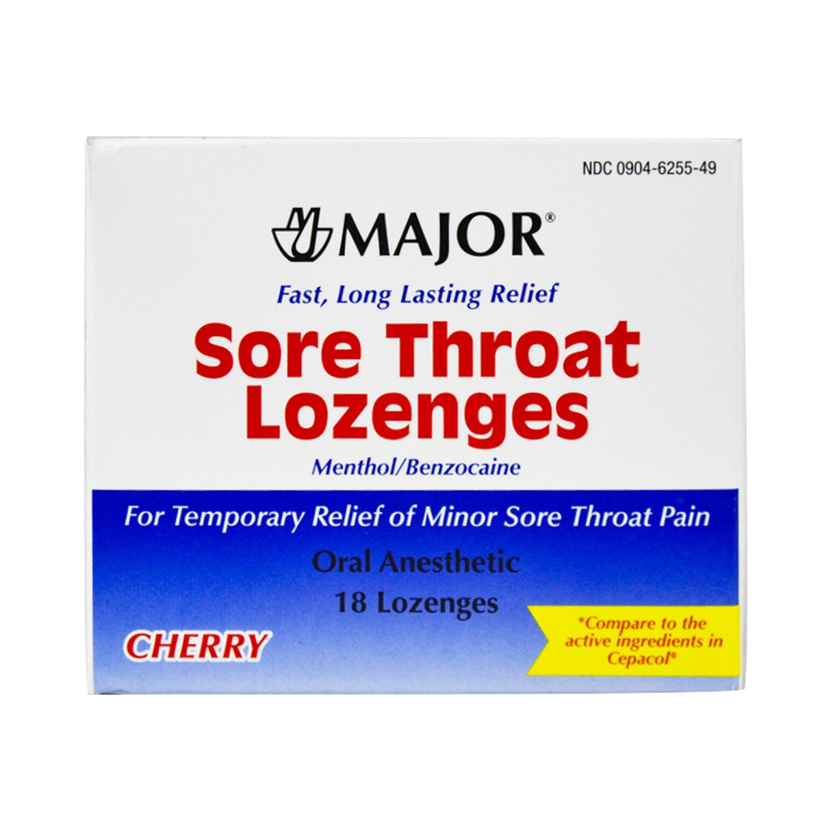 Major Sore Throat Relief Lozenges, 18 count - 00904625549 - LL Medico