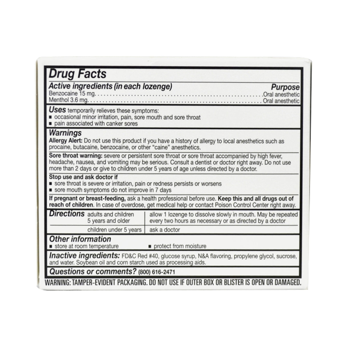 Major Sore Throat Relief Lozenges, 18 count - 00904625549 - LL Medico