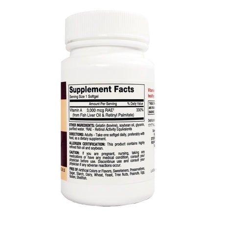 Major Vitamin A Dietary Supplement, 10000 IU - 00904208560 - LL Medico