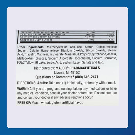 Major Zinc Sulfate Mineral Supplement, 220 mg - 20555004000 - LL Medico