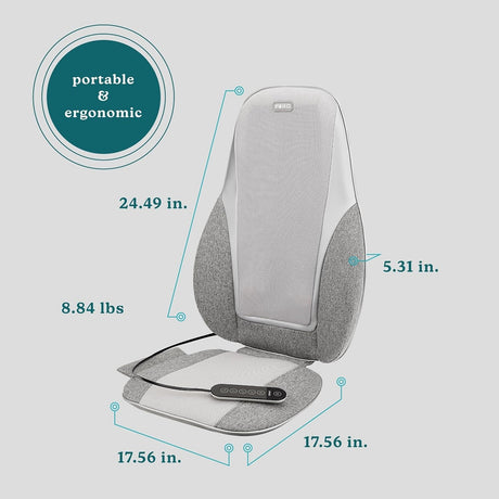 Massage Cushion with Heat HoMedics Shiatsu Pro 5 5/16 X 17 1/2 X 24 1/2" - MCS-382HJ-Single - LL Medico
