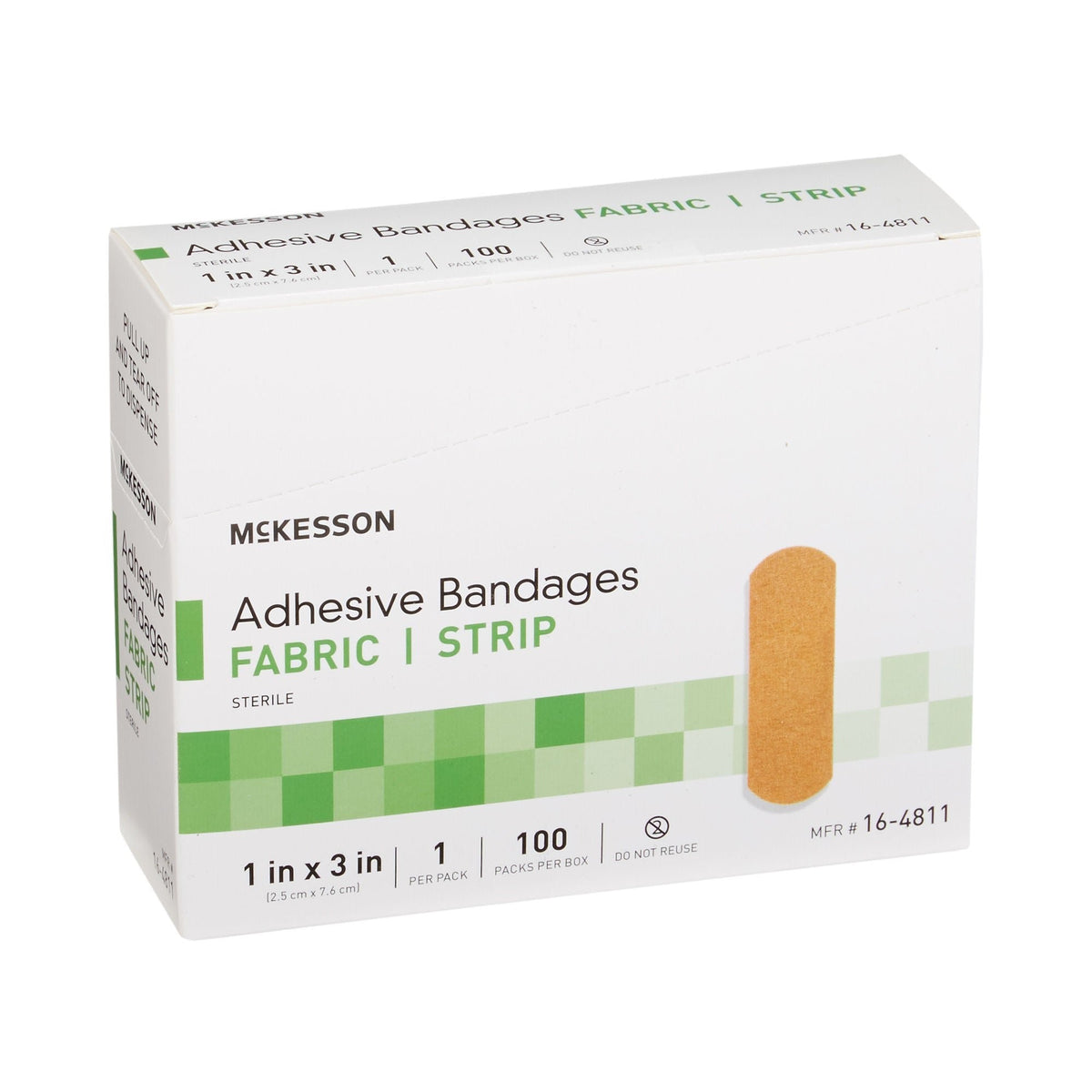 McKesson Adhesive Bandage Fabric Tan, Sterile, 1" x 3" - 16-4811-Box - LL Medico