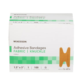 McKesson Adhesive Bandages Fabric Knuckle, Tan, Sterile, 1.5" x 3" - 16-4814-Box - LL Medico