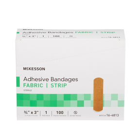McKesson Adhesive Bandages Fabric Strip, Sterile, 3/4" x 3" - 16-4813-Box - LL Medico