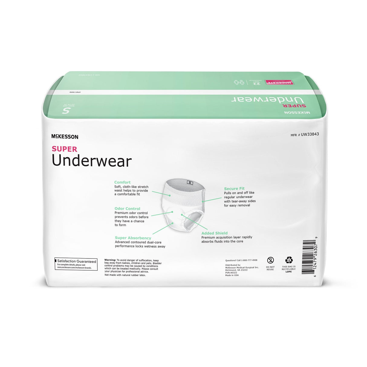 McKesson Adult Pull Up Underwear, Super - UW33843-Pack - LL Medico