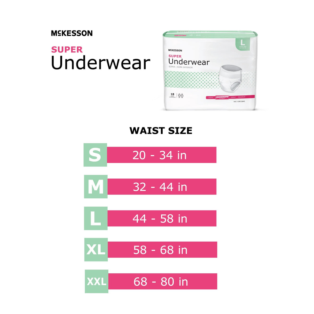 McKesson Adult Pull Up Underwear, Super - UW33847-Pack - LL Medico