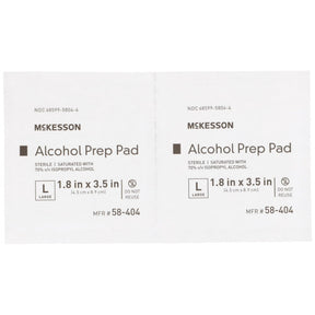 McKesson Alcohol Prep Pads, Large, Sterile, 1.8" x 3.5" - 58-404-Box - LL Medico
