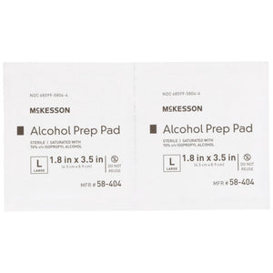 McKesson Alcohol Prep Pads, Large, Sterile, 1.8" x 3.5" - 58-404-Box - LL Medico
