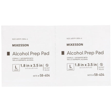 McKesson Alcohol Prep Pads, Large, Sterile, 1.8" x 3.5" - 58-404-Box - LL Medico
