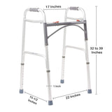 McKesson Aluminum Folding Walker, Dual Release, Adjustable Height 32" to 39", 350 lb Capacity - 146-10200-4-Case - LL Medico