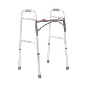 McKesson Aluminum Folding Walker, Dual Release, Adjustable Height 32" to 39", 350 lb Capacity - 146-10200-4-Case - LL Medico