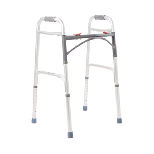 McKesson Aluminum Folding Walker, Dual Release, Adjustable Height 32" to 39", 350 lb Capacity - 146-10200-4-Case - LL Medico