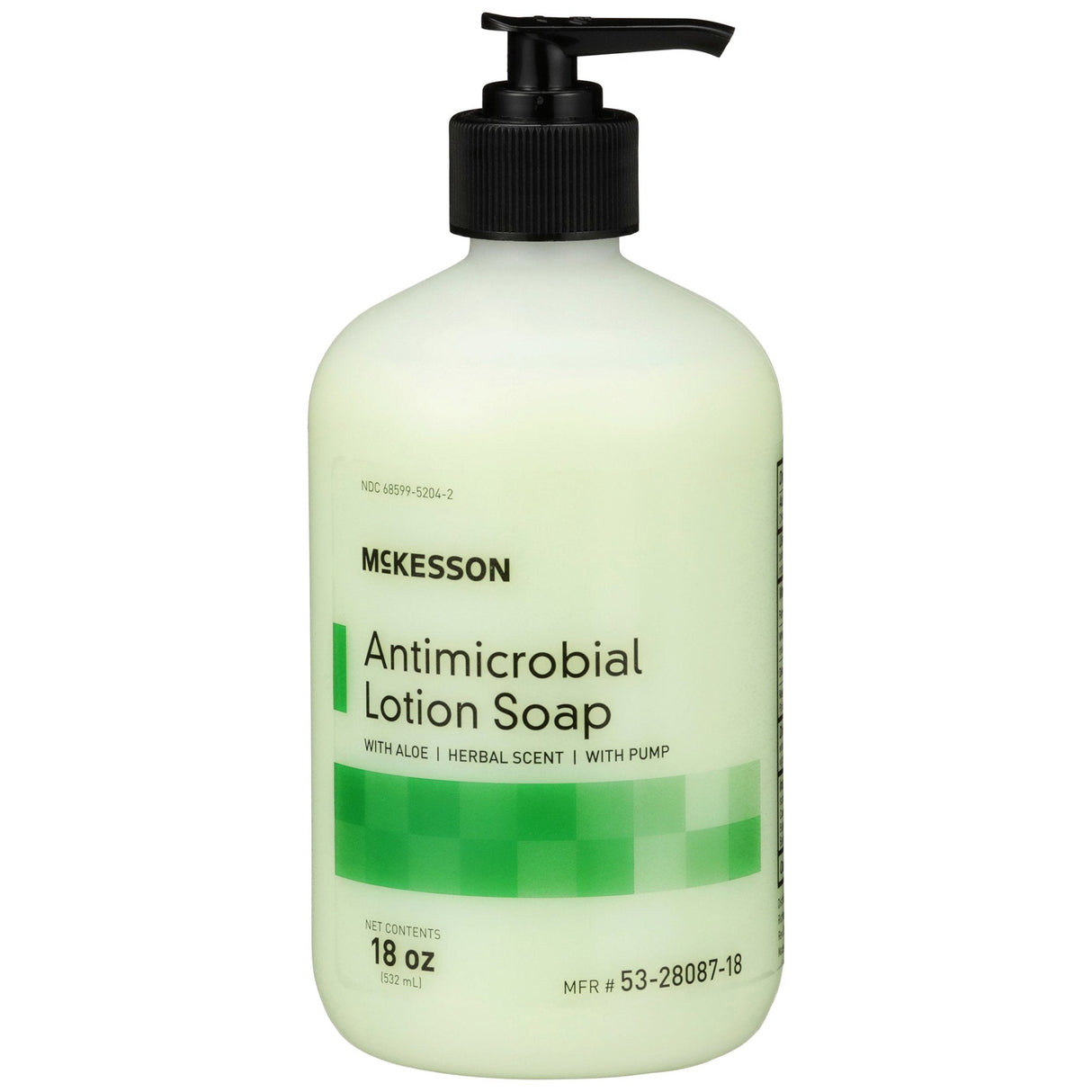 McKesson Antimicrobial Lotion Soap, Herbal Scent, 18-ounce Pump Bottle - 53-28087-18-Single - LL Medico