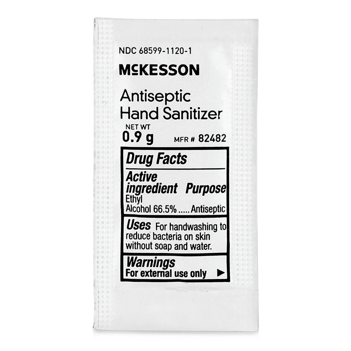 McKesson Antiseptic Hand Sanitizer Gel, 0.9 g - 82482-Box - LL Medico