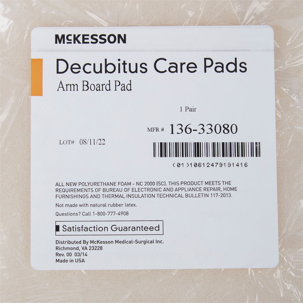 McKesson Armboard Pads, For Standard Armboards - 136-33080-Single - LL Medico