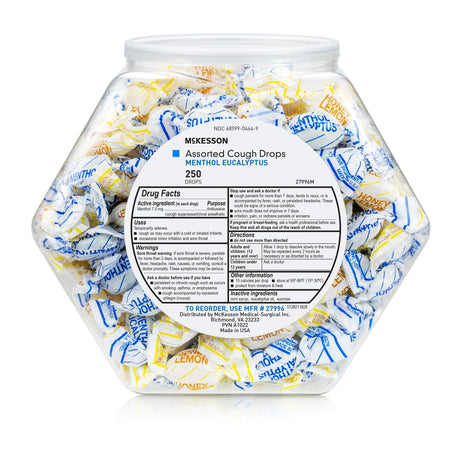 McKesson Assorted Cough Drops, Honey Lemon & Menthol Mix - 27996-Jar - LL Medico